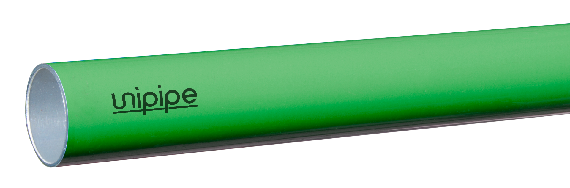 Green pipe with 'unipipe' logo on a white background