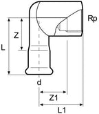316L Gas Elbow Adaptor 90° with Female Thread