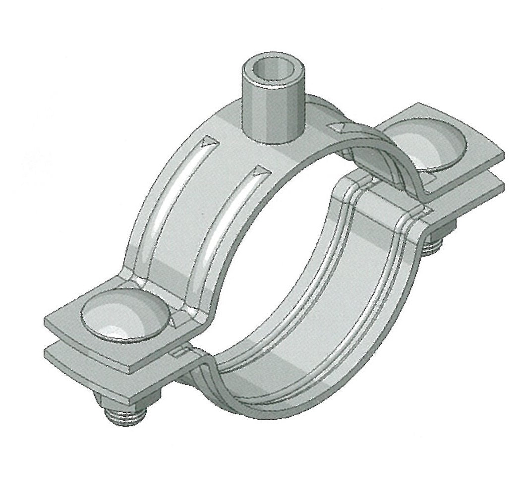 Metal pipe clamp on a white background