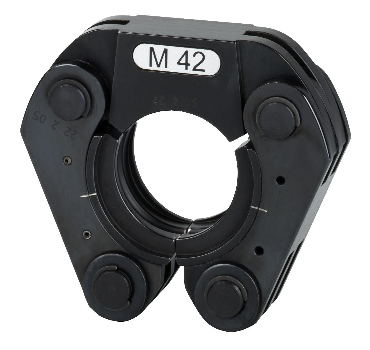 Black metal clamping tool with 'M 42' marking on a white background