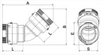 Technical drawing of a mechanical component with dimensions labeled