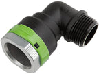 plumbing fitting with black and green design on a white background