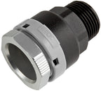 Plumbing fitting with black and gray color on a white background