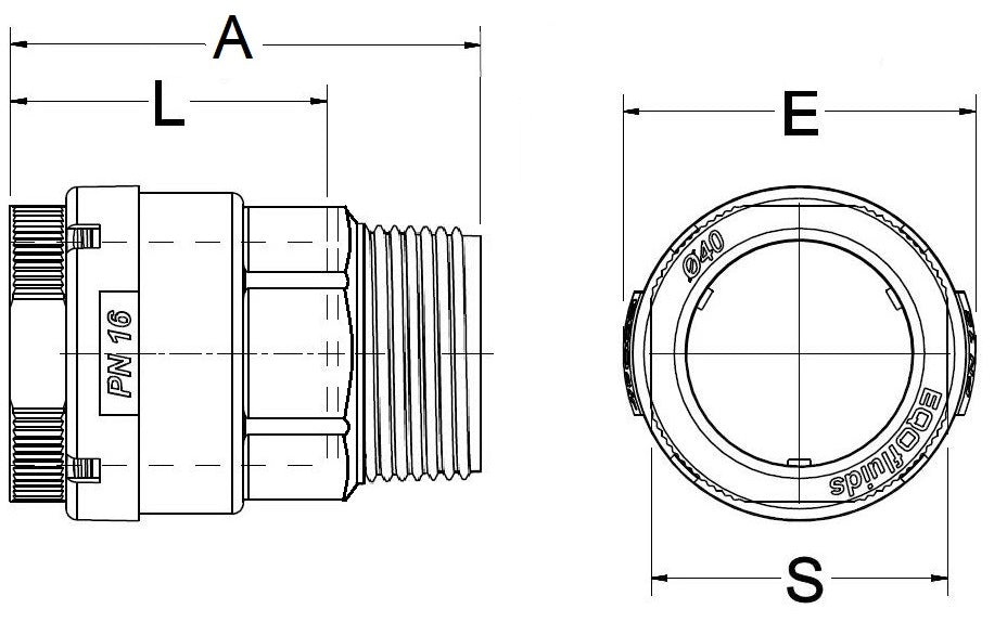 Technical drawing of a mechanical component with dimensions labeled