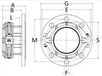 Technical drawing of a mechanical component with labeled parts