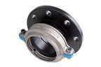 Dev flange adaptor showing metal fitting with threaded ends for connecting pipes in HVAC or plumbing systems.