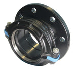 Dev flange adaptor showing threaded metal connection for pipe fitting and installation in industrial piping systems.