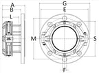Technical drawing of a mechanical component with labeled parts