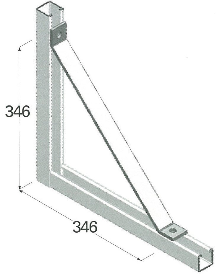 Airenergy Dev angled brace in 422mm, metal construction, designed for structural support and reinforcement.