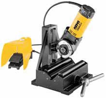 Dewalt angle grinder with clamping mechanism on a black background