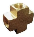 Brass fitting with cross design on a white background