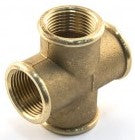 Brass plumbing fitting on a white background