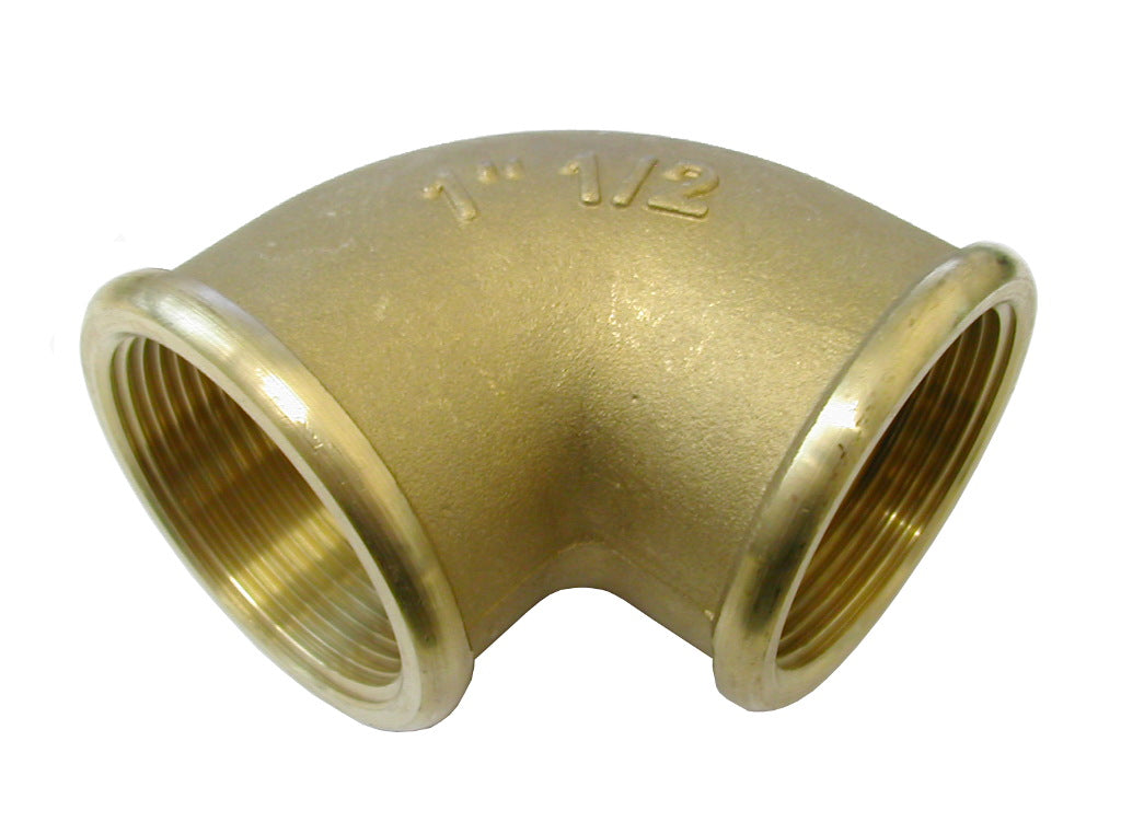 Airenergy Dev brass F & F elbow fitting for plumbing, showing a close-up of the threaded brass joint on a white background.