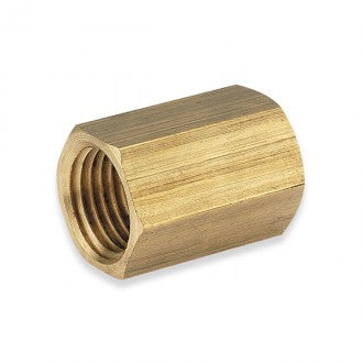 Brass female thread fitting on a white background