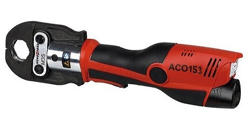 Airenergy Dev Novopress ACO153 compact one-hand press tool for quick, efficient pipe crimping and fitting installation.