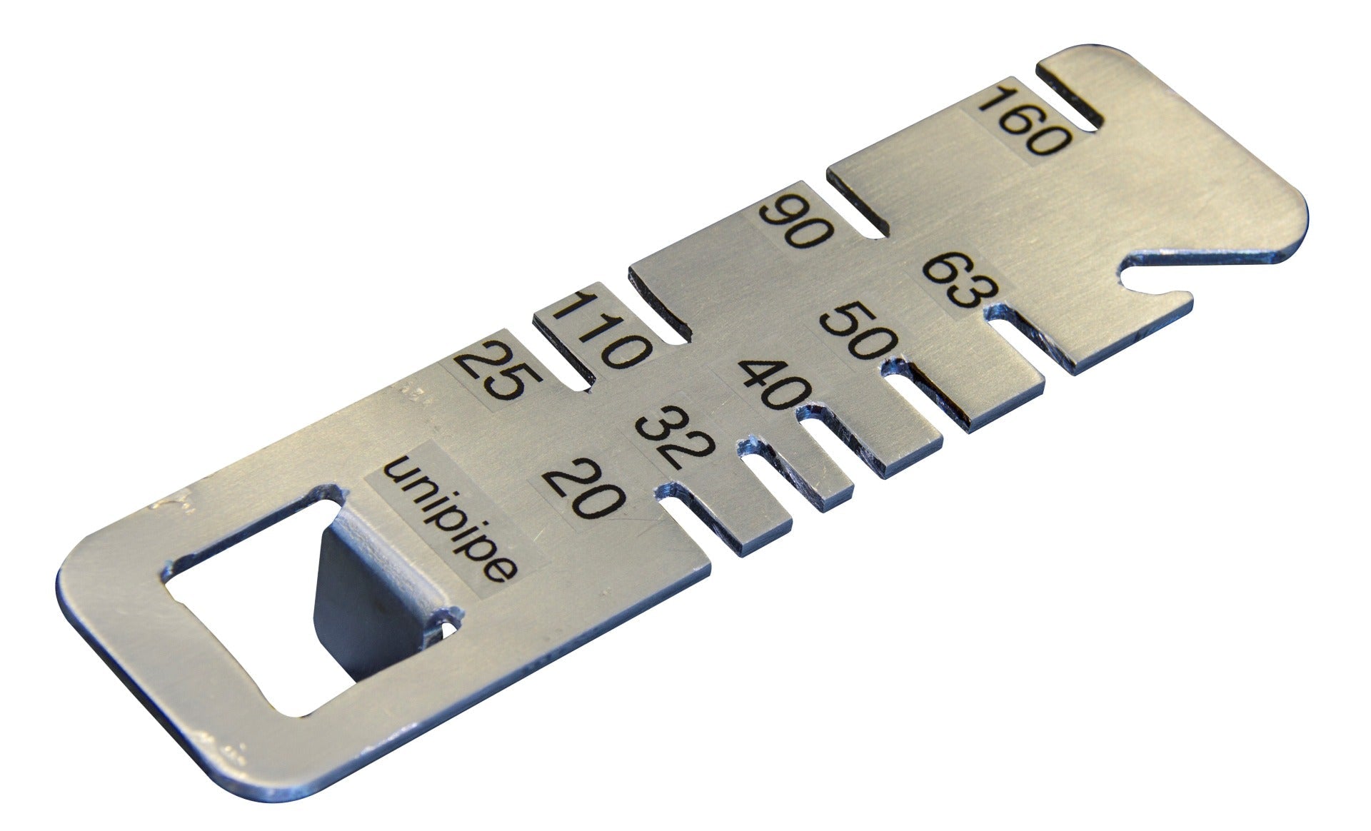 Airenergy Dev Unipipe depth gauge measuring 20-160mm, used for accurate pipe depth assessment in plumbing and installation.