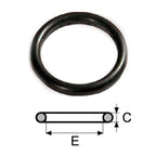 Black metal ring with measurements on a white background
