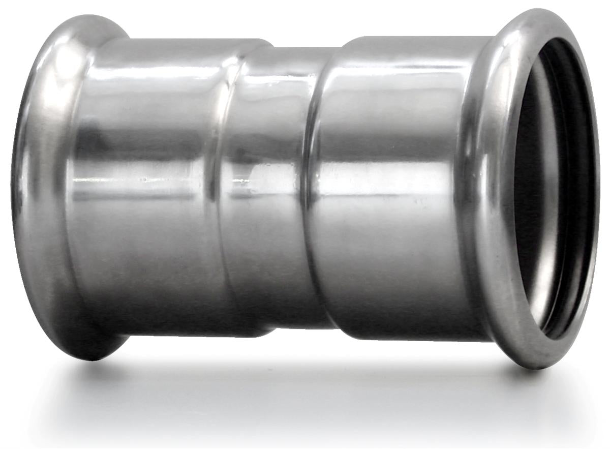 304 stainless steel coupling by Airenergy Dev, Europress model, 139.7mm length, designed for secure pipe connections.