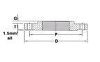 Technical drawing of a mechanical component with dimensions labeled