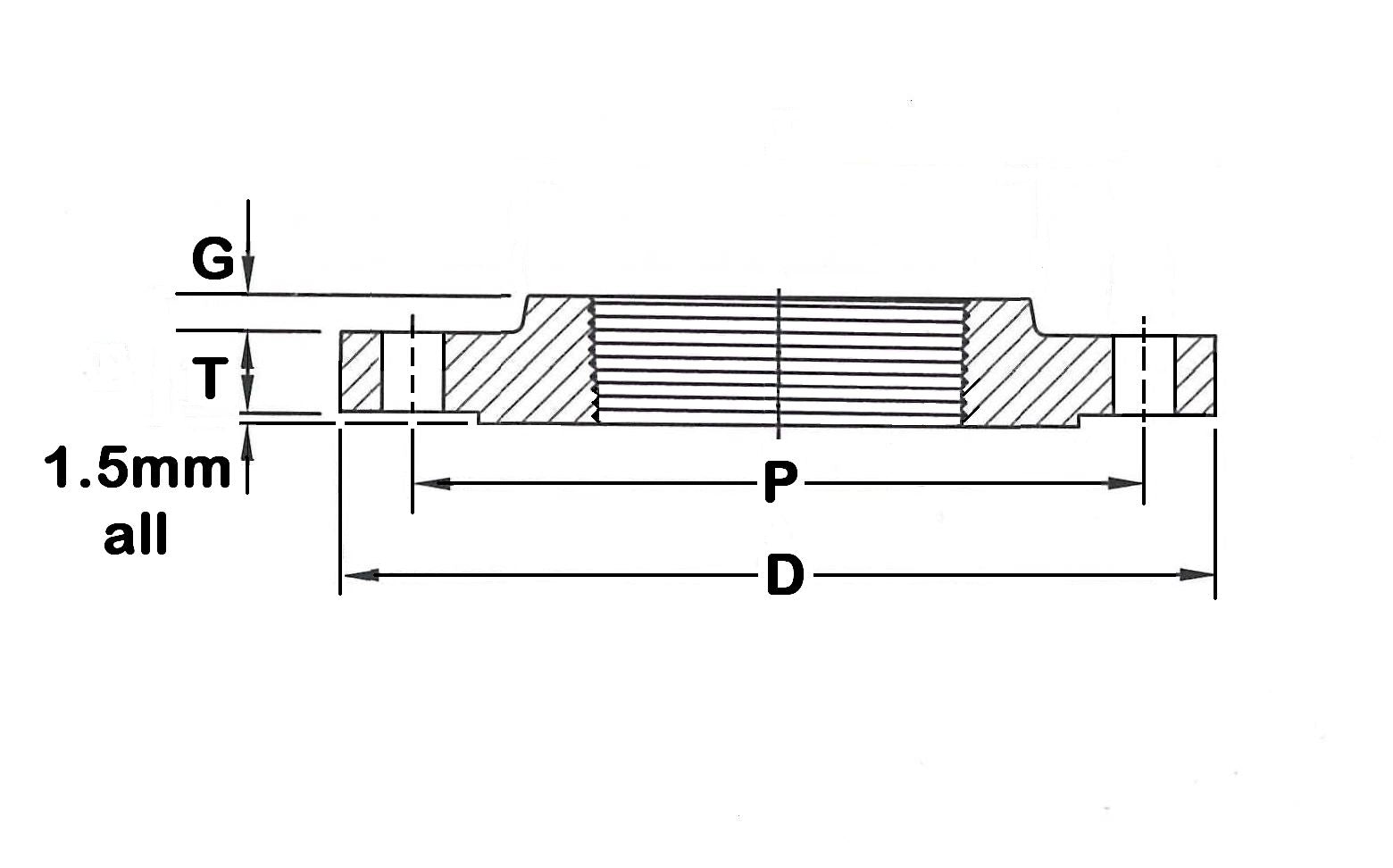 Technical drawing of a mechanical component with dimensions labeled