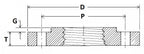 Technical drawing of a threaded rod with dimensions labeled