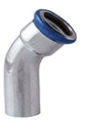 Airenergy Dev 45° spigot end short radius elbow in 316L stainless steel with 35mm diameter and 1.2d bend for piping systems.