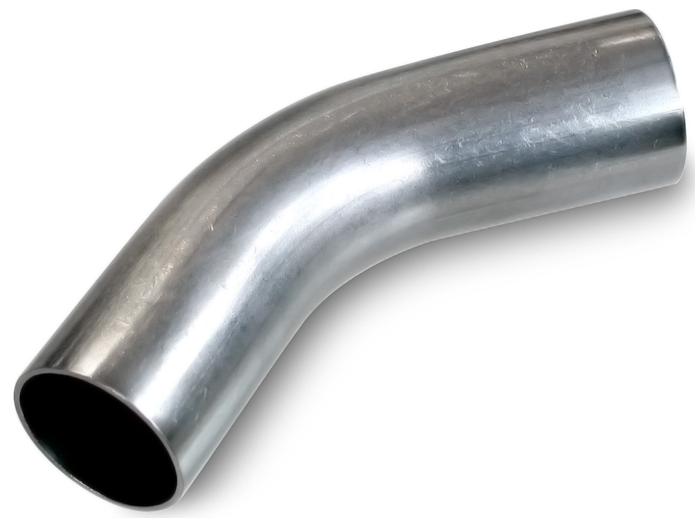 Metallic elbow pipe on a white background