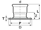 Technical drawing of a cylindrical component with dimensions labeled