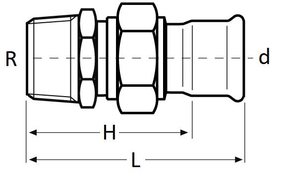 Technical drawing of a mechanical component with labeled dimensions on a white background