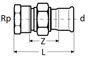 Technical drawing of a mechanical component with dimensions labeled