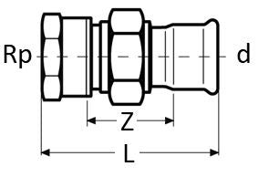 Technical drawing of a mechanical component with dimensions labeled