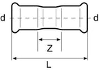 Technical drawing of a cylindrical component with dimensions labeled