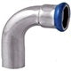 Airenergy Dev 1.2d short radius 90° spigot end elbow in stainless steel for piping and plumbing applications.