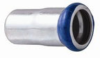 Metal fitting with blue and silver design