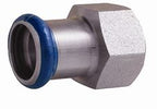 Airenergy Dev female thread adaptor with 15mm x 1/2" FBSP connection, made of stainless steel for plumbing or industrial use.