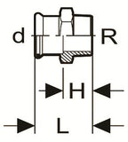 Technical drawing of a mechanical component with dimensions labeled