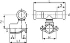 Technical drawing of a mechanical component with dimensions labeled