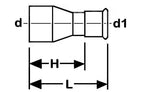 Technical drawing of a cylindrical component with dimensions labeled