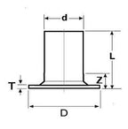 Technical drawing of a cylindrical component with labeled dimensions