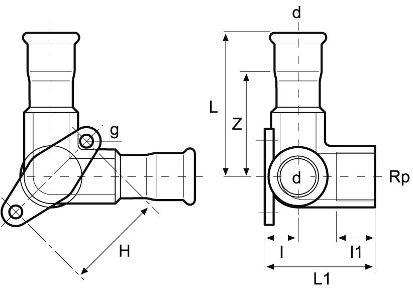Technical drawing of a mechanical component with dimensions labeled