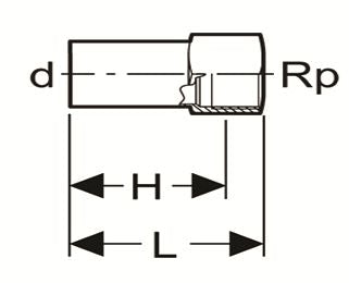 Technical drawing of a cylindrical component with dimensions labeled