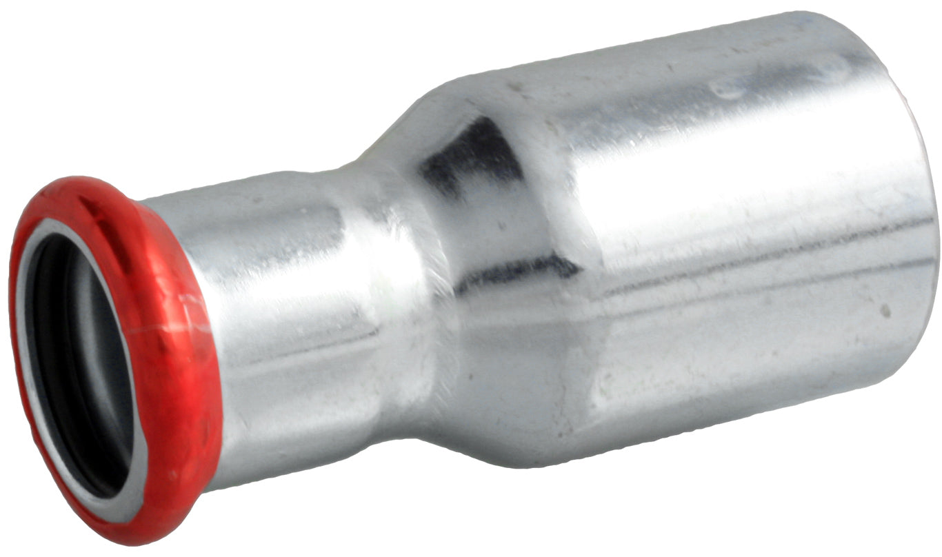 Metal fitting with red sleeve on a white background