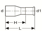 Technical drawing of a cylindrical component with dimensions labeled