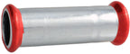Roll of silver tape with red ends on a white background