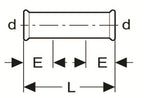 Technical diagram of a cylindrical component with labeled dimensions d, E, and L on a white background.
