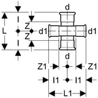 Technical drawing of a mechanical component with dimensions labeled