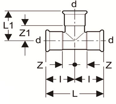 Technical drawing of a plumbing fitting with labeled dimensions on a white background