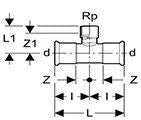 Technical drawing of a valve with dimensions labeled