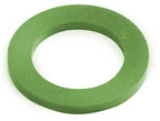 Green rubber washer on a white background