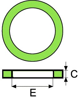 Industrial drawings green rubber washer on a white background
